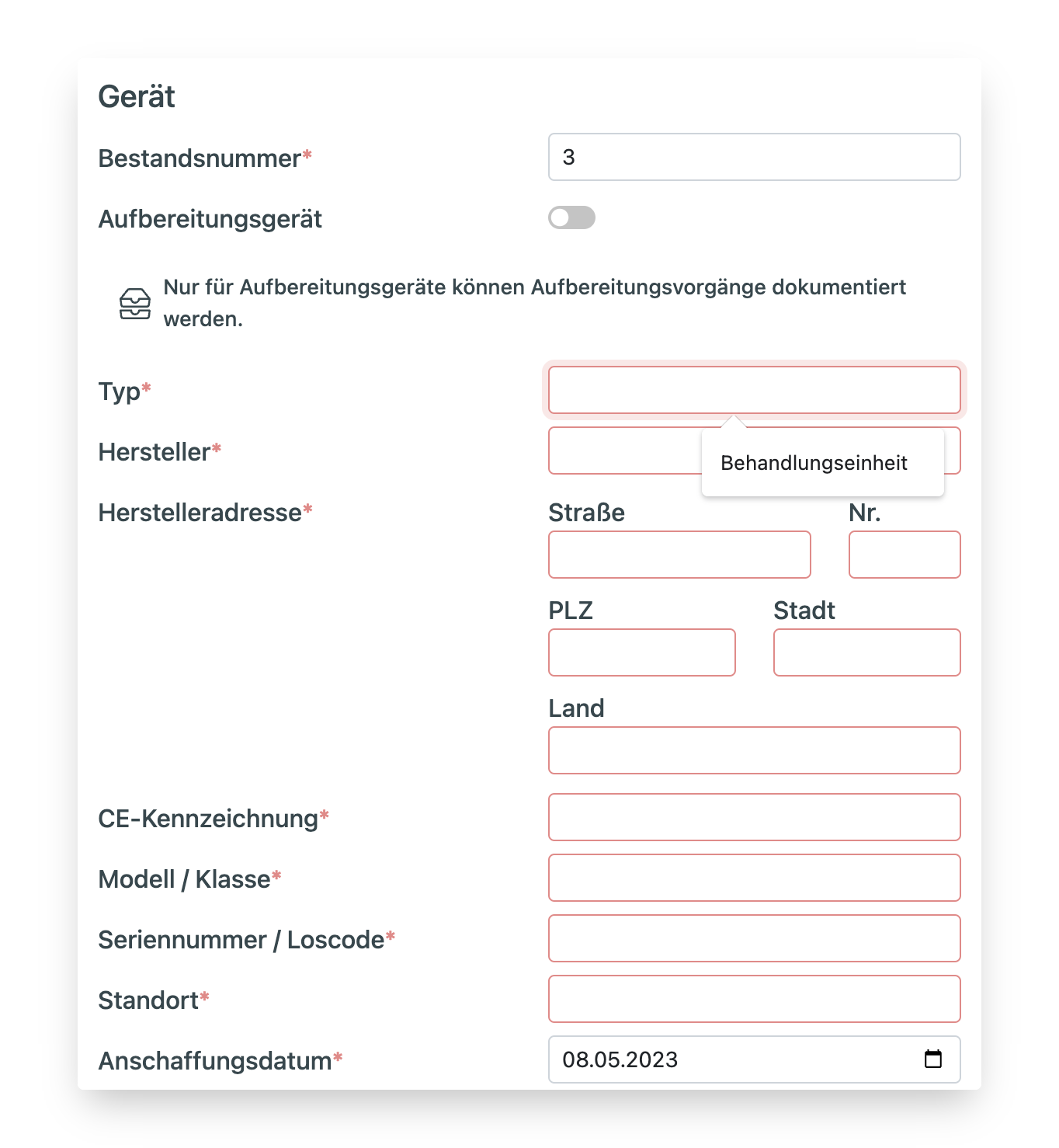 Neues Gerät anlegen