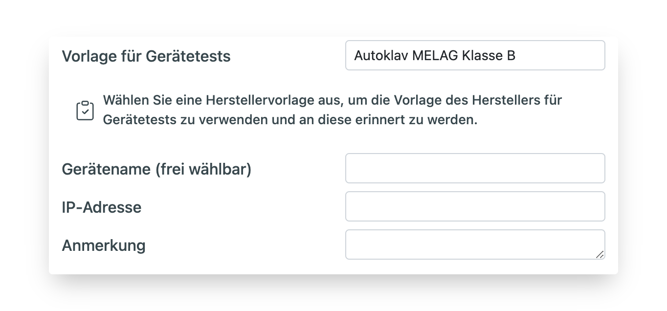 Neues Gerät anlegen