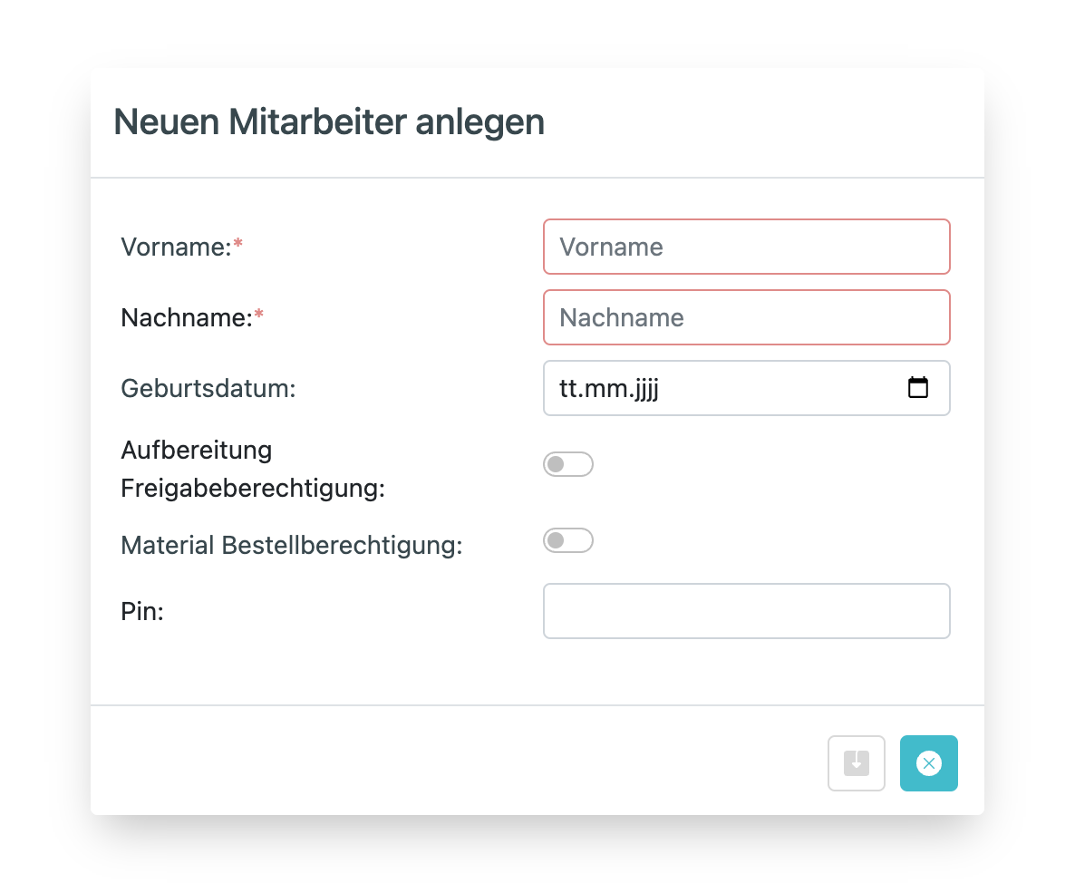 Fenster neuer Mitarbeiter