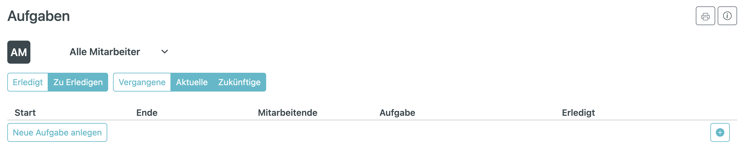 Aufgaben Übersicht